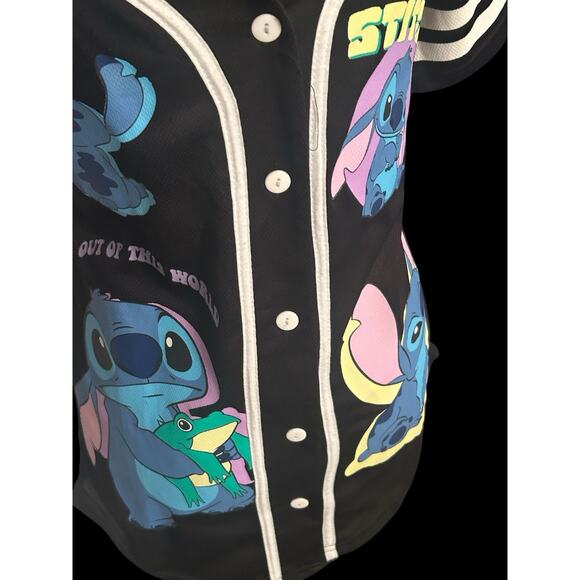 Stitch Disney Women’s Baseball Black Jersey Top Size Small-See Dimensions - Picture 4 of 9